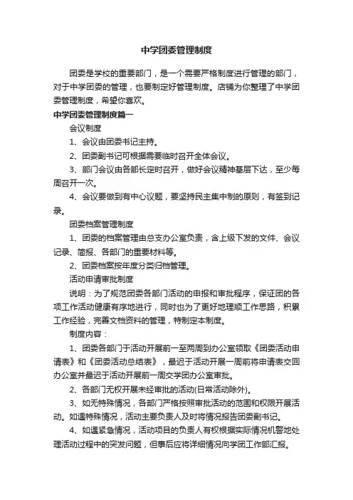 中学团委管理制度