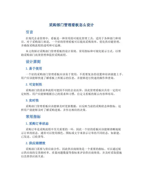 采购部门管理看板怎么设计