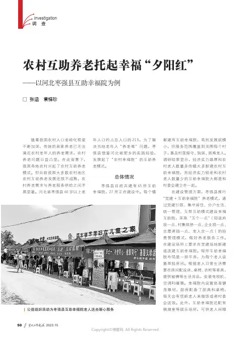 农村互助养老托起幸福“夕阳红”——以河北枣强县互助幸福院为例