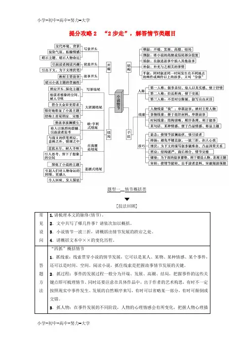 配套K122019版高考语文二轮提分复习 专题2 小说阅读 提分攻略2 题型1 情节概括类讲义