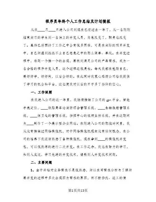程序员年终个人工作总结及计划模板（5篇）