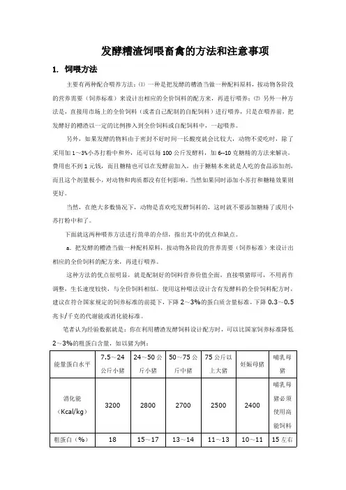 发酵糟渣饲喂畜禽的方法和注意事项
