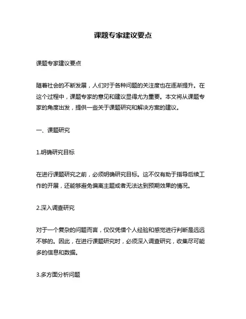 课题专家建议要点