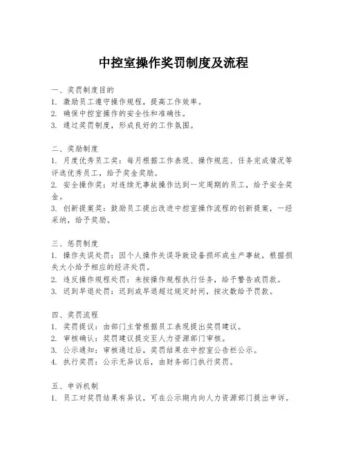 中控室操作奖罚制度及流程