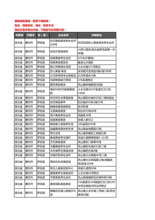 新版湖北省黄冈市罗田县美容院企业公司商家户名录单联系方式地址大全97家