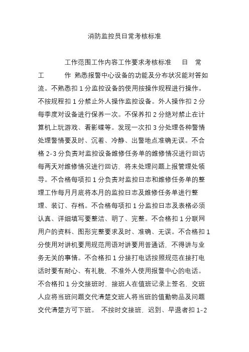 消防监控员日常考核标准