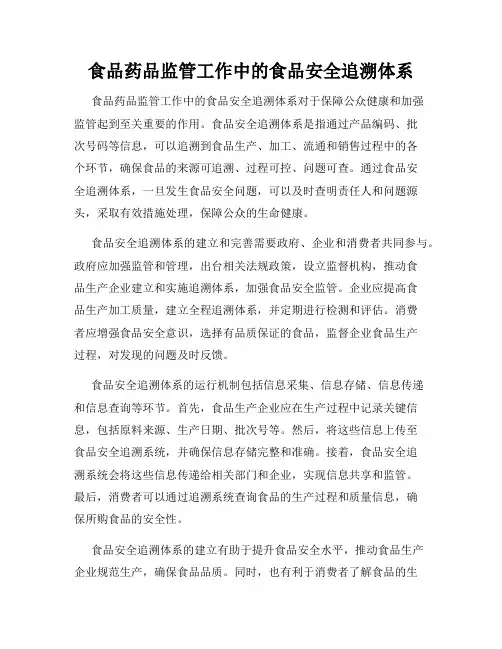 食品药品监管工作中的食品安全追溯体系