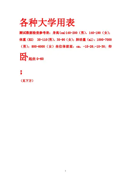 国家学生体质健康标准(2014年修订)