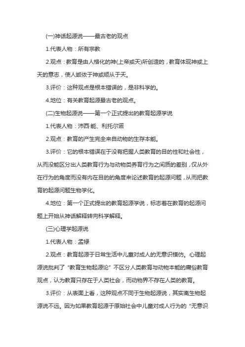 综合素质知识点-教育的起源学说