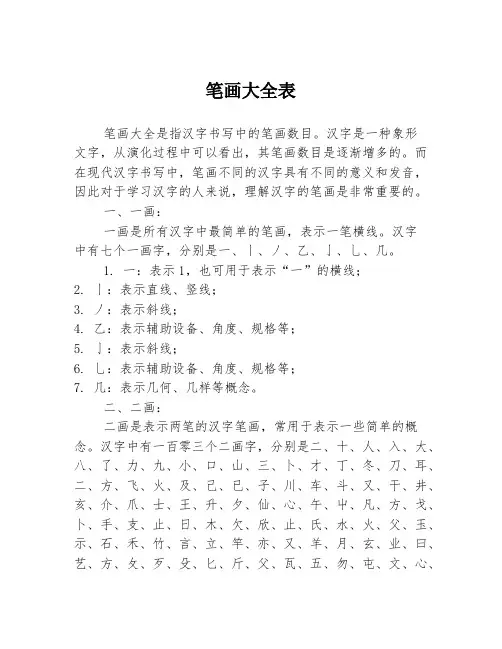 笔画大全表