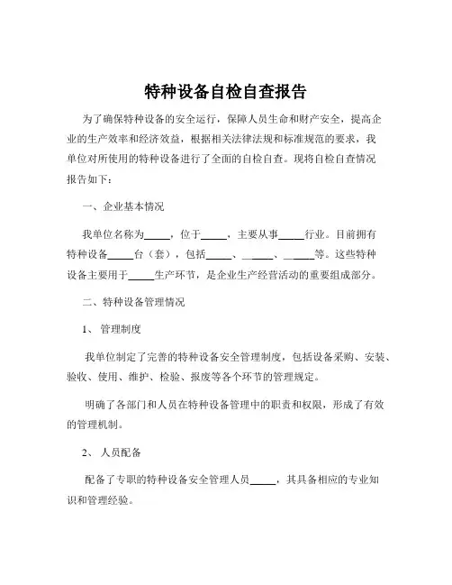 特种设备自检自查报告