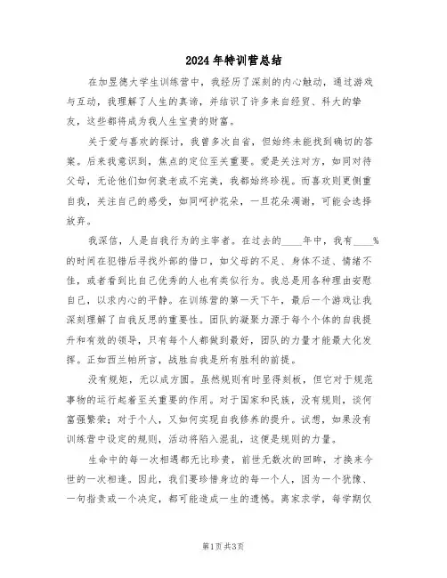 2024年特训营总结（二篇）