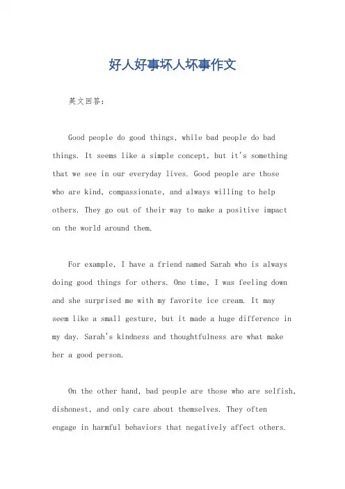 好人好事坏人坏事作文