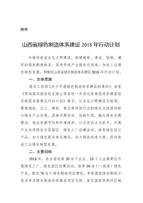 山西绿色制造体系建设2018年行动计划-山西经济和信息化委员会