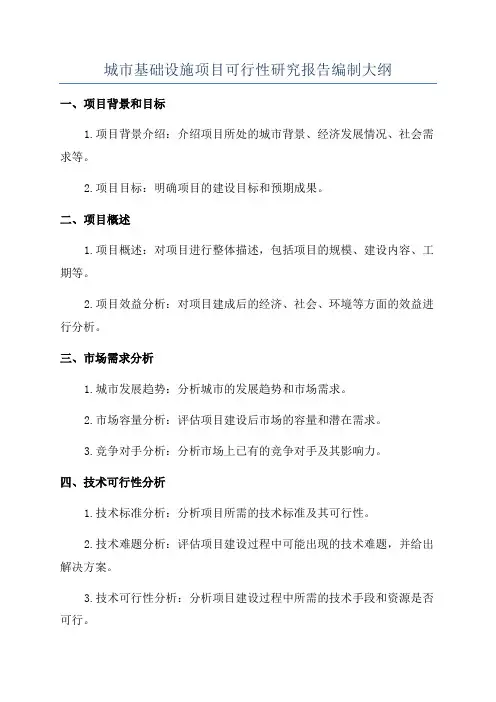 城市基础设施项目可行性研究报告编制大纲