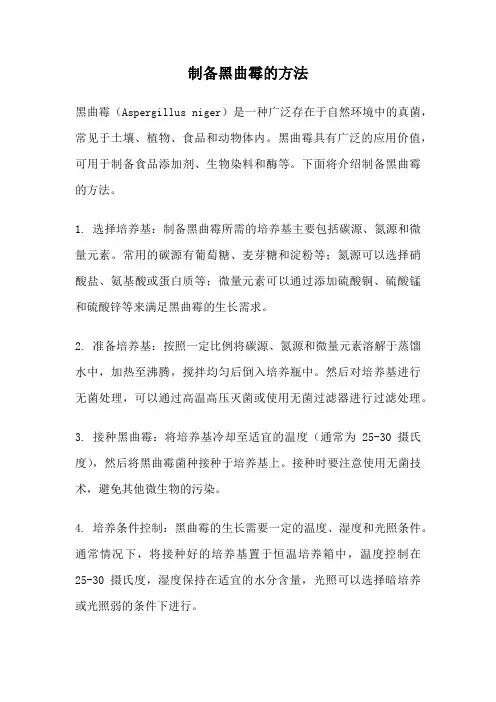 制备黑曲霉的方法