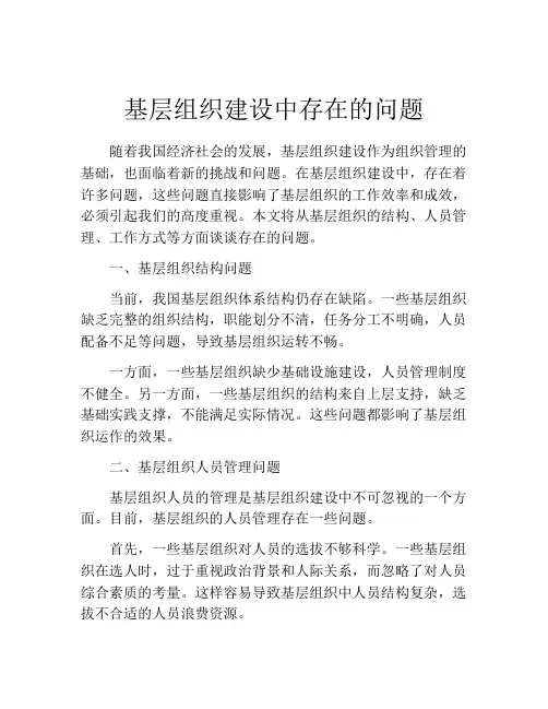 基层组织建设中存在的问题
