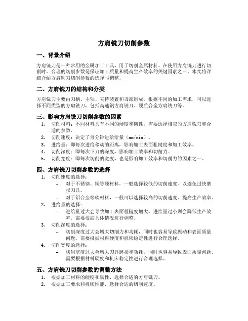 方肩铣刀切削参数