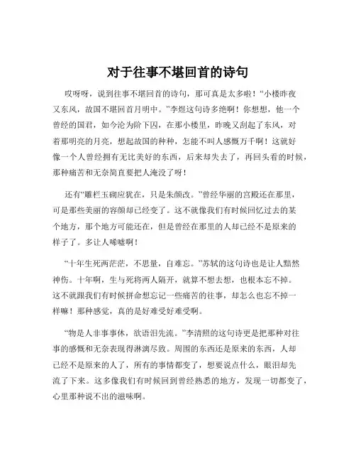 对于往事不堪回首的诗句