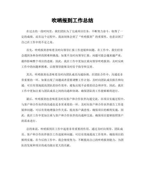 吹哨报到工作总结