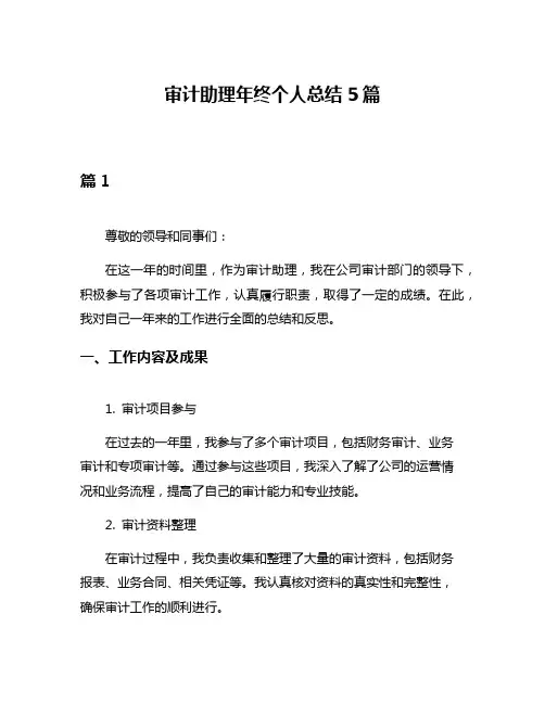 审计助理年终个人总结5篇