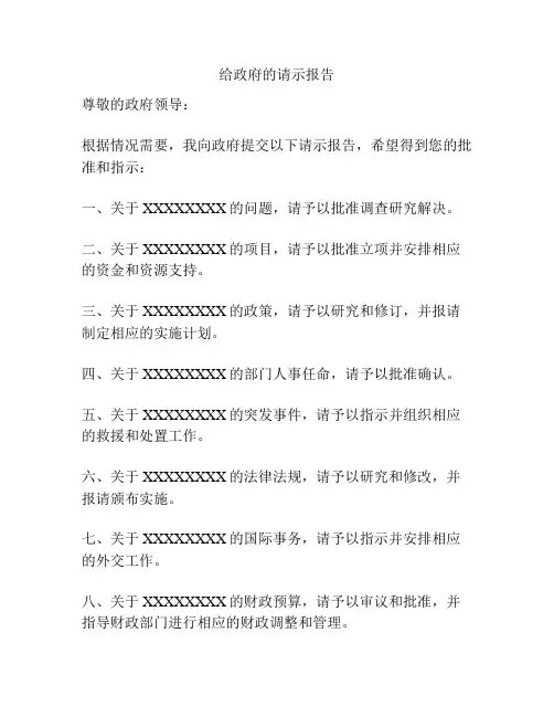 给政府的请示报告