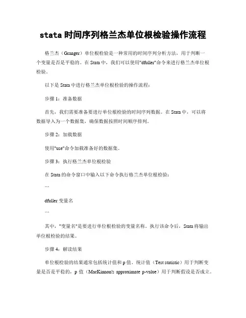 stata时间序列格兰杰单位根检验操作流程
