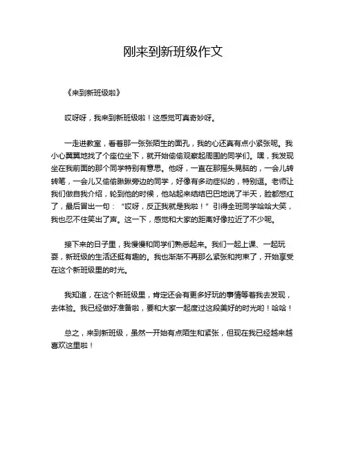 刚来到新班级作文