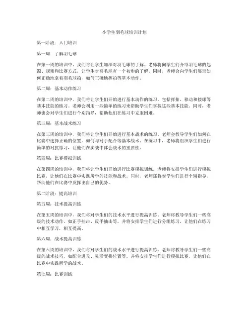 小学生羽毛球培训计划