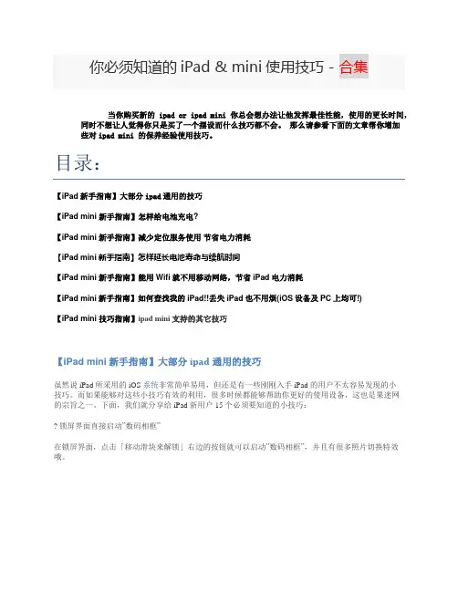 你必须知道的iPad mini使用技巧 - 合集