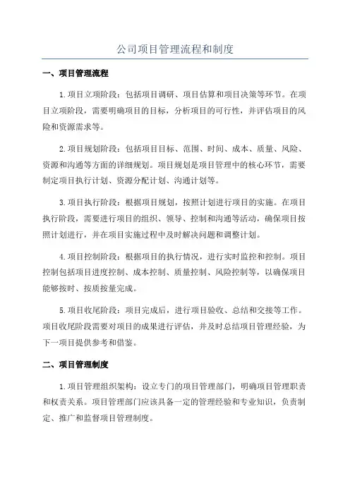 公司项目管理流程和制度