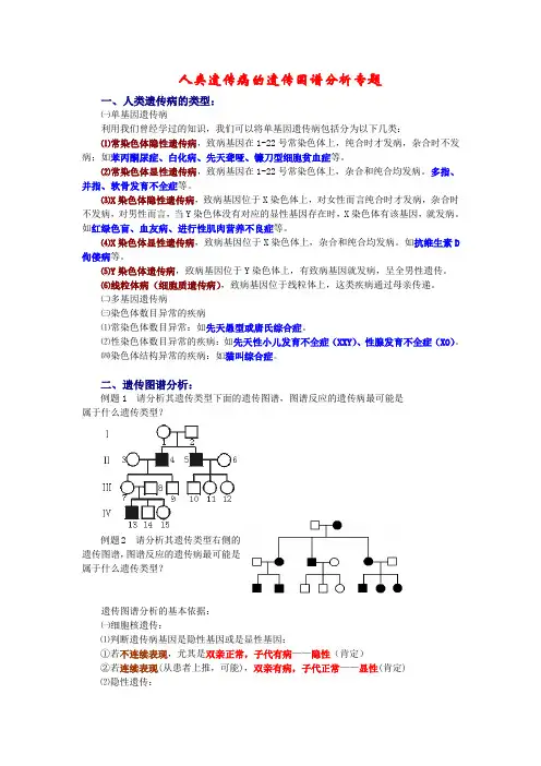 人类遗传病的遗传图谱分析专题
