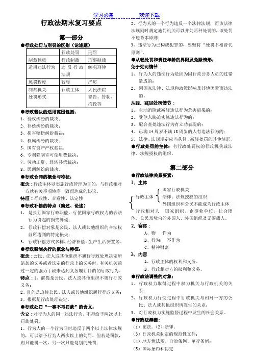 大二行政法期末复习要点