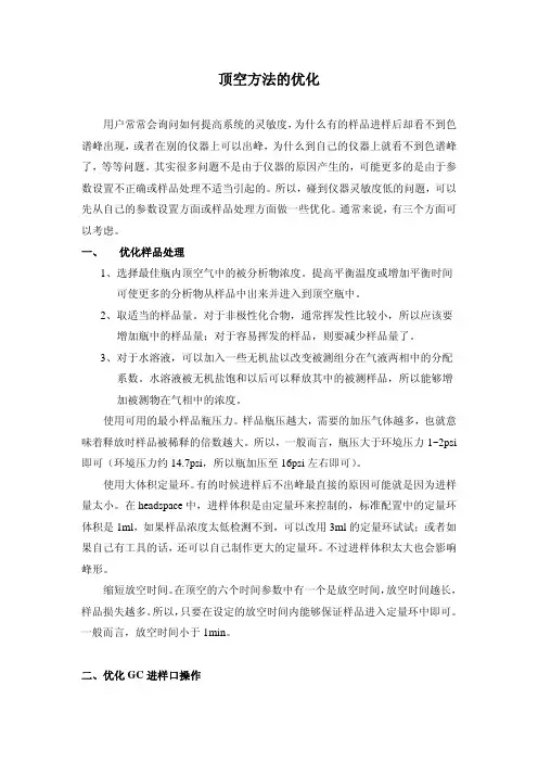 顶空方法的优化