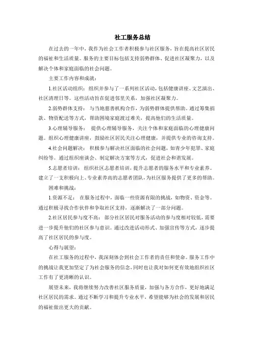 社工服务总结