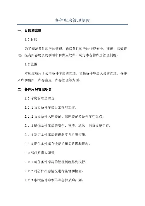 备件库房管理制度