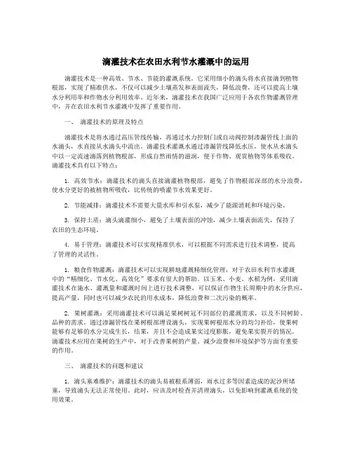 滴灌技术在农田水利节水灌溉中的运用
