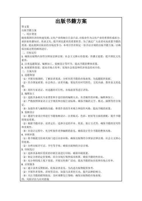 出版书籍方案