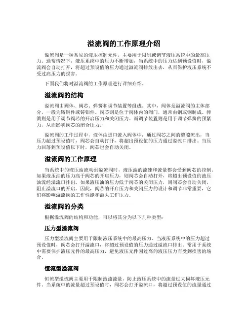 溢流阀的工作原理介绍