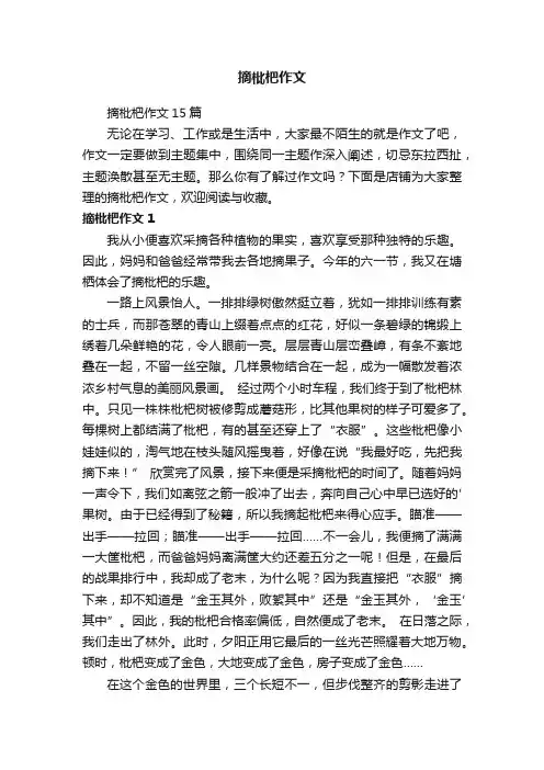 摘枇杷作文
