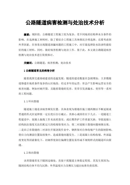 公路隧道病害检测与处治技术分析