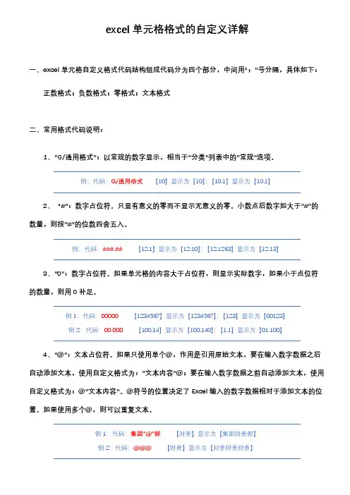 excel单元格格式的自定义详解
