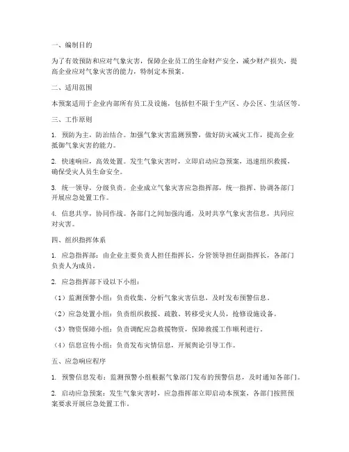 企业气象灾害专项应急预案