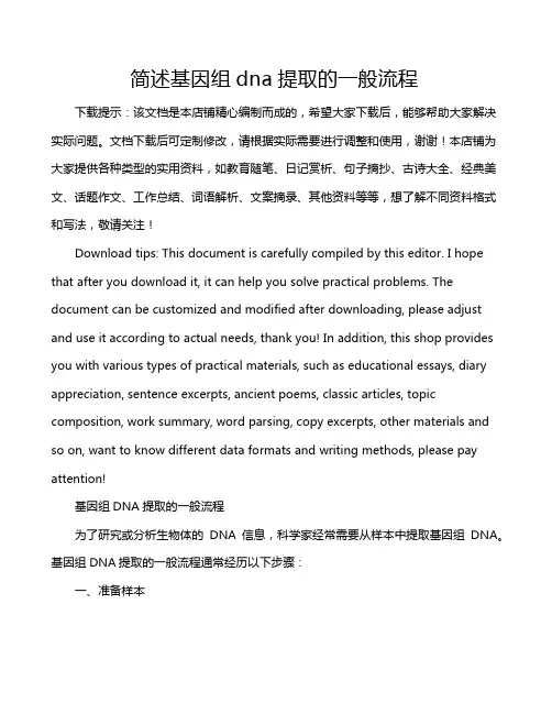 简述基因组dna提取的一般流程