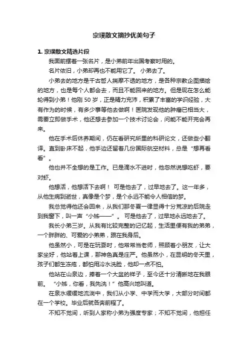 宗璞散文摘抄优美句子