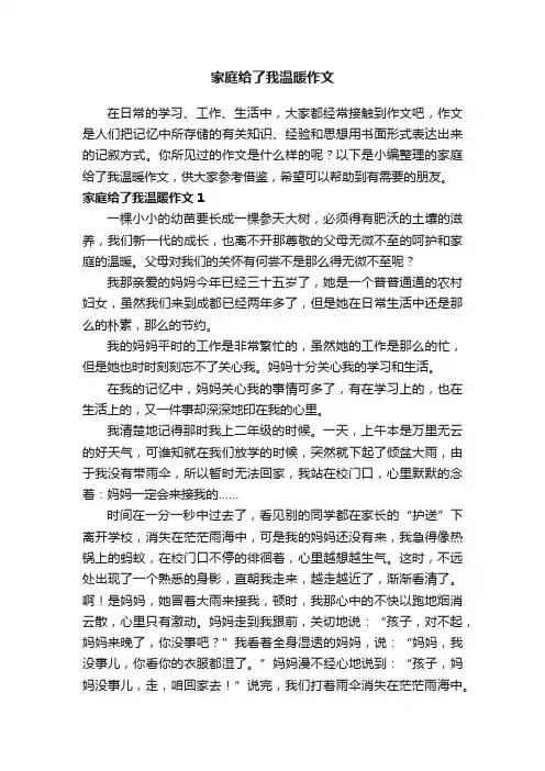 家庭给了我温暖作文6篇