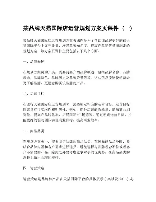 某品牌天猫国际店运营规划方案页课件 (一)
