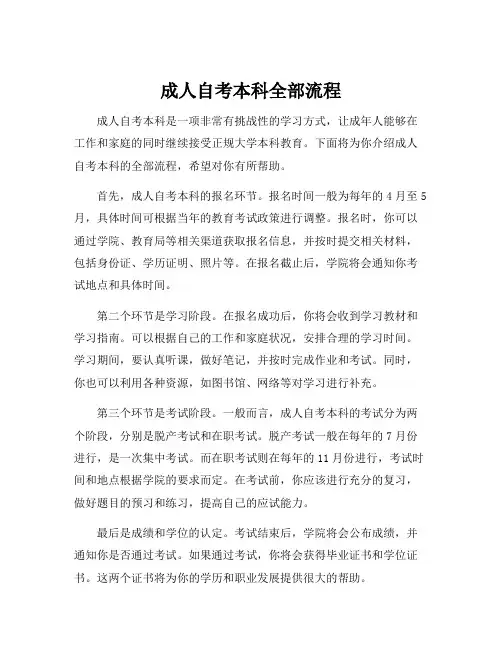 成人自考本科全部流程