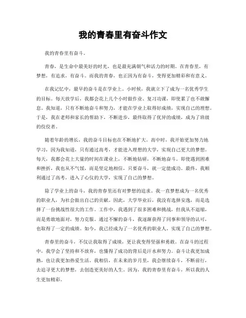 我的青春里有奋斗作文