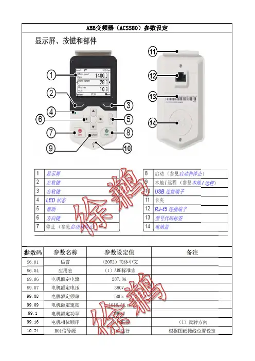 ACS580变频器参数设置